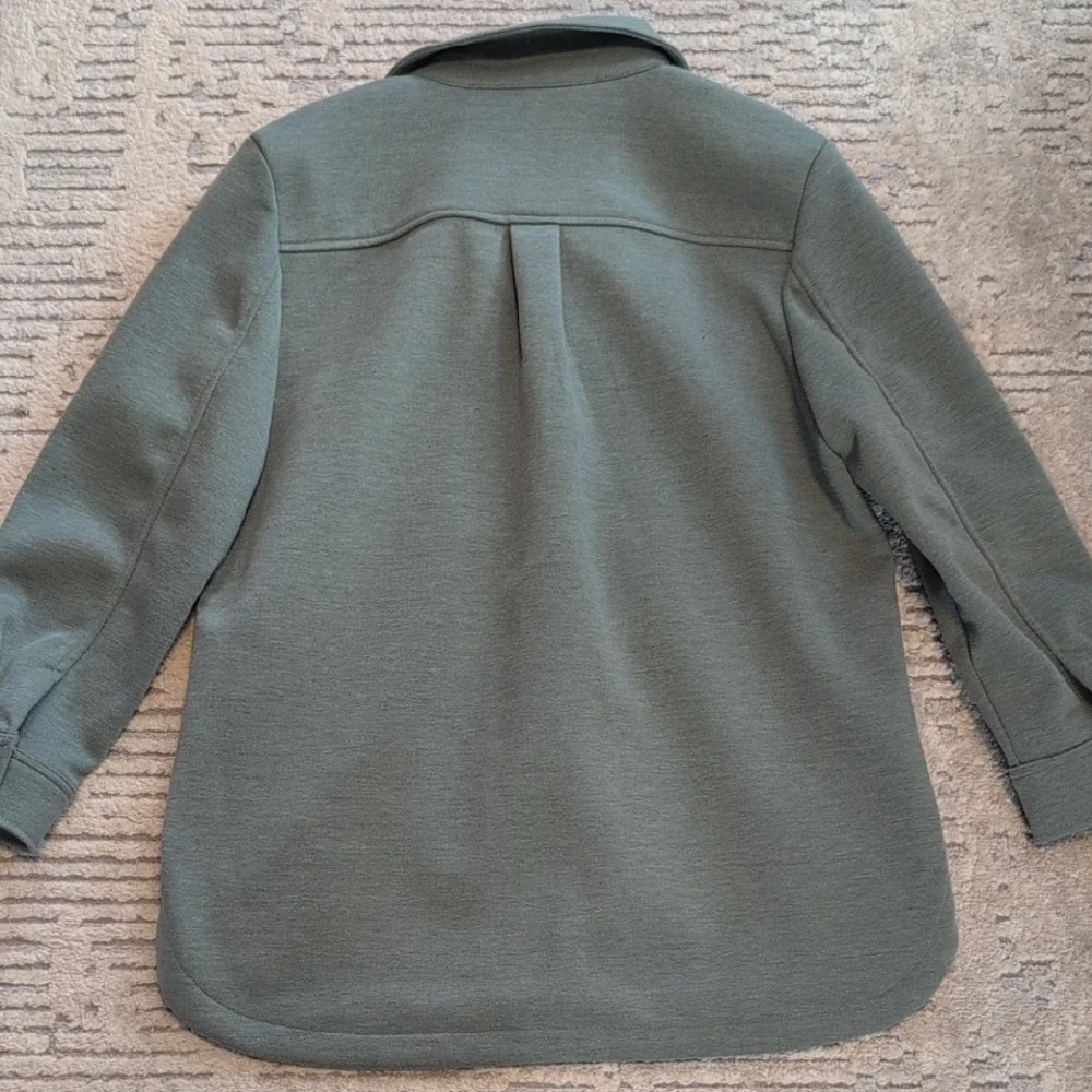 LOFT Brushed Shirt Jacket in Sage - Picture 5 of 5